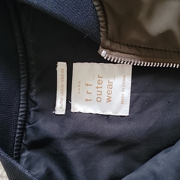 Zara TRF Outerwear Women’s  Olive Nylon Bomber Jacket Full Zip. Size Medium - Picture 11 of 14